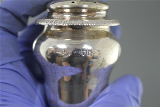 Two similar late 19th/early 20th century silver triform cruet stands by Horace Woodward & Co, London, 1896/1903/1910,